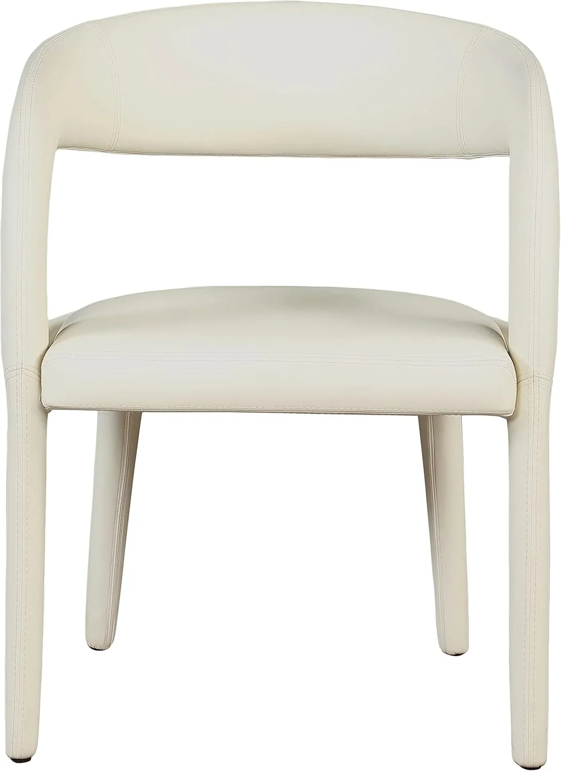 Meridian Furniture 987Cream-C Sylvester Collection Modern | Contemporary Vegan Leather Upholstered Dining Chair with Rounded Back, 23.5" W x 22" D x 31" H, Cream