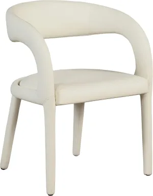 Meridian Furniture 987Cream-C Sylvester Collection Modern | Contemporary Vegan Leather Upholstered Dining Chair with Rounded Back, 23.5" W x 22" D x 31" H, Cream