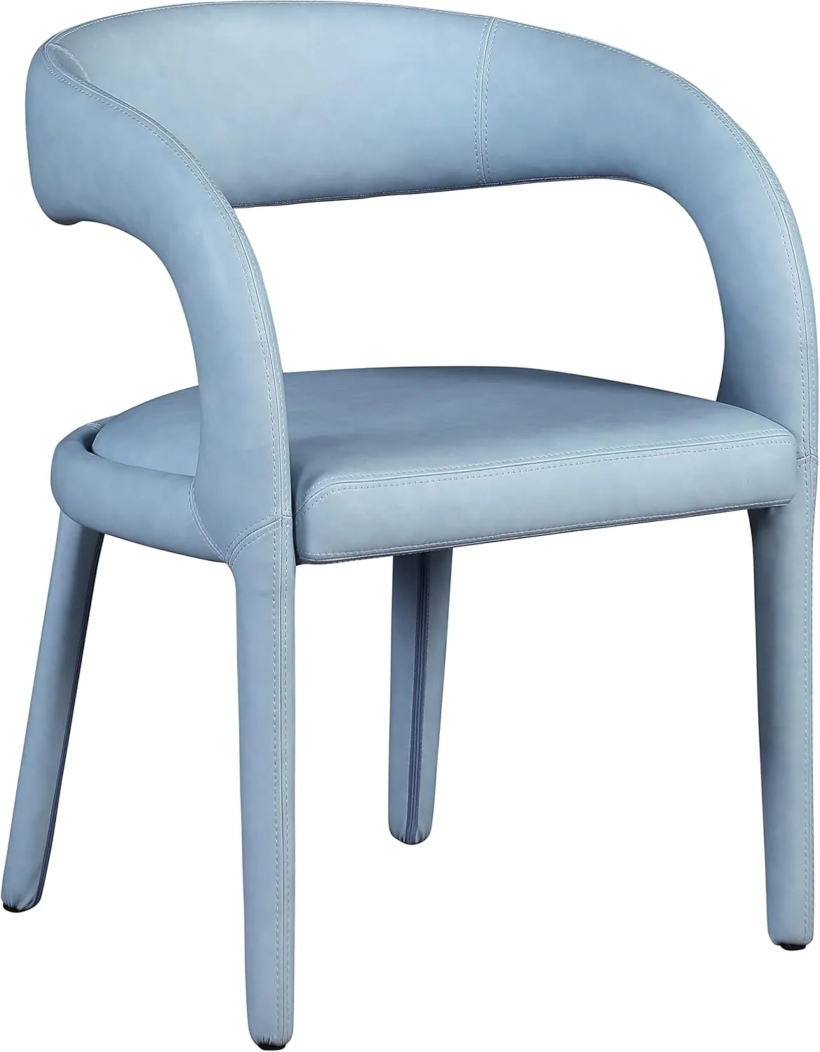 Meridian Furniture 987LtBlu-C Sylvester Collection Modern | Contemporary Vegan Leather Upholstered Dining Chair with Rounded Back, 23.5" W x 22" D x 31" H, Light Blue