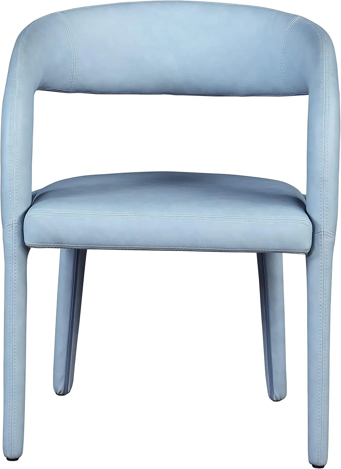 Meridian Furniture 987LtBlu-C Sylvester Collection Modern | Contemporary Vegan Leather Upholstered Dining Chair with Rounded Back, 23.5" W x 22" D x 31" H, Light Blue