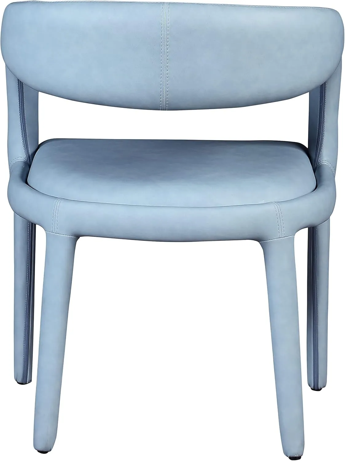 Meridian Furniture 987LtBlu-C Sylvester Collection Modern | Contemporary Vegan Leather Upholstered Dining Chair with Rounded Back, 23.5" W x 22" D x 31" H, Light Blue
