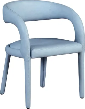 Meridian Furniture 987LtBlu-C Sylvester Collection Modern | Contemporary Vegan Leather Upholstered Dining Chair with Rounded Back, 23.5" W x 22" D x 31" H, Light Blue