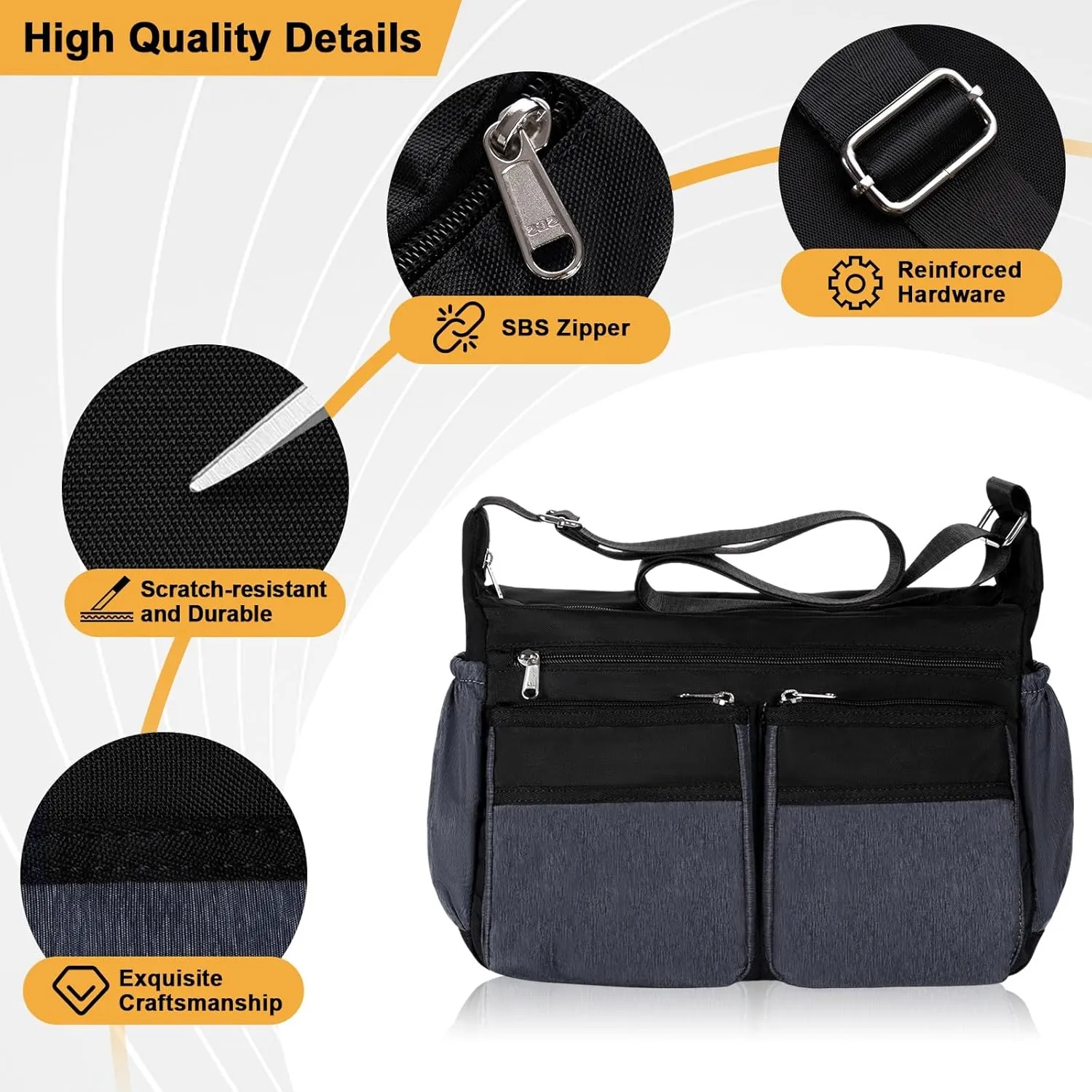 Messenger Bag with Insulated Lunch Box, Large Crossbody Bag with Leakproof Lunch Compartment for Men Women Adult, Shoulder Bag with Side Pokets for Work, Laptop iPad Water Bottle Wallet Key
