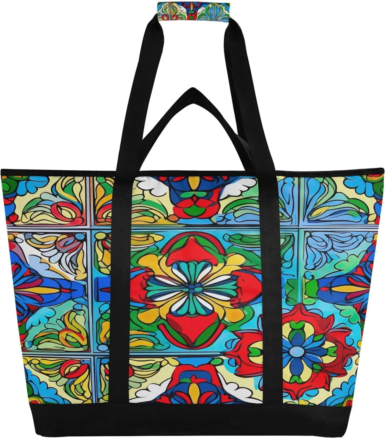 Mexico Pattern Reusable Insulated Lunchbox Cooler Bag, Leakproof Kitchen Grocery Bag Collapsible Portable Cooler Tote Bag for Picnic, Camping, Office, Travel