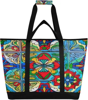 Mexico Pattern Reusable Insulated Lunchbox Cooler Bag, Leakproof Kitchen Grocery Bag Collapsible Portable Cooler Tote Bag for Picnic, Camping, Office, Travel