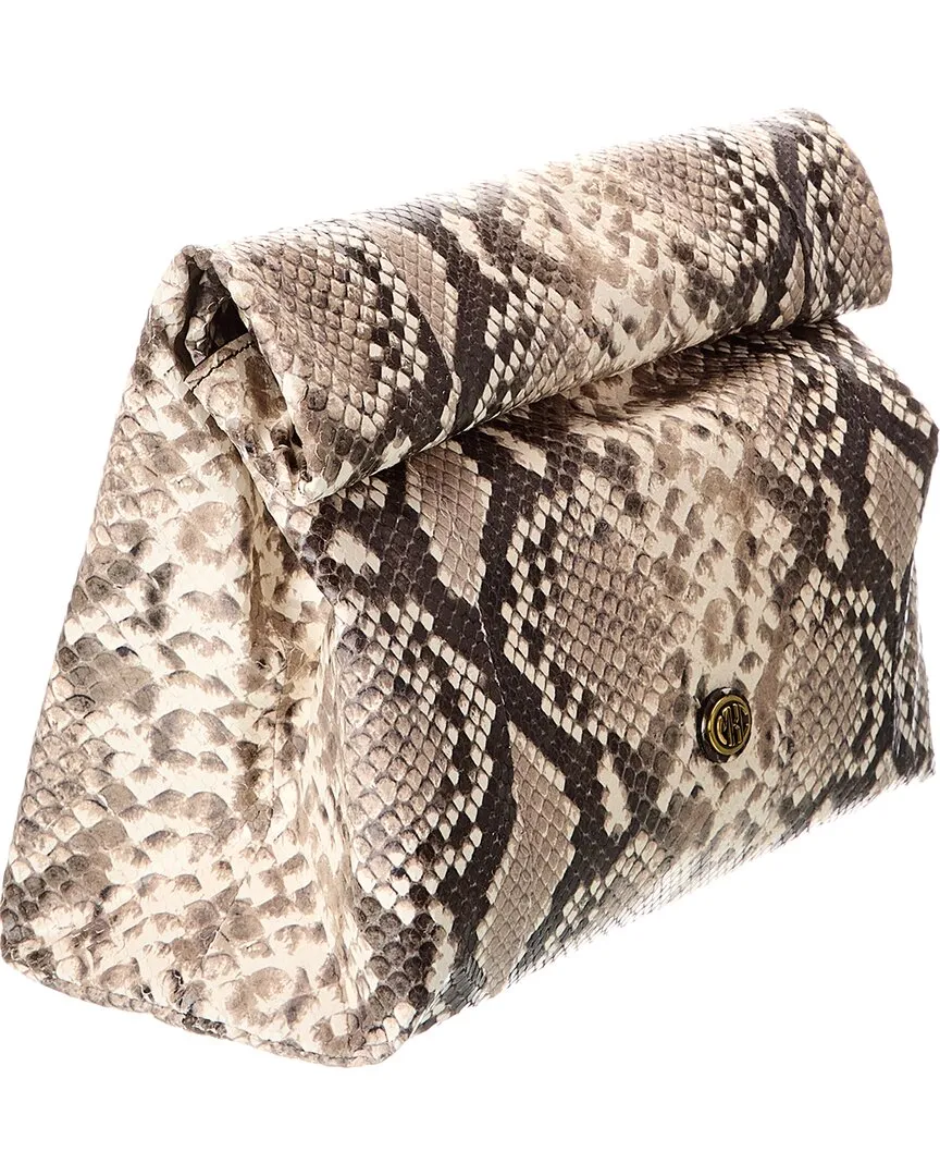 Michael Kors Collection Python-Embossed Leather Lunch Bag
