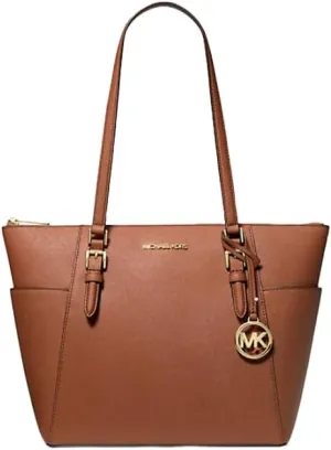 Michael Michael Kors Charlotte Large Saffiano Leather Top Zip Tote Bag Luggage