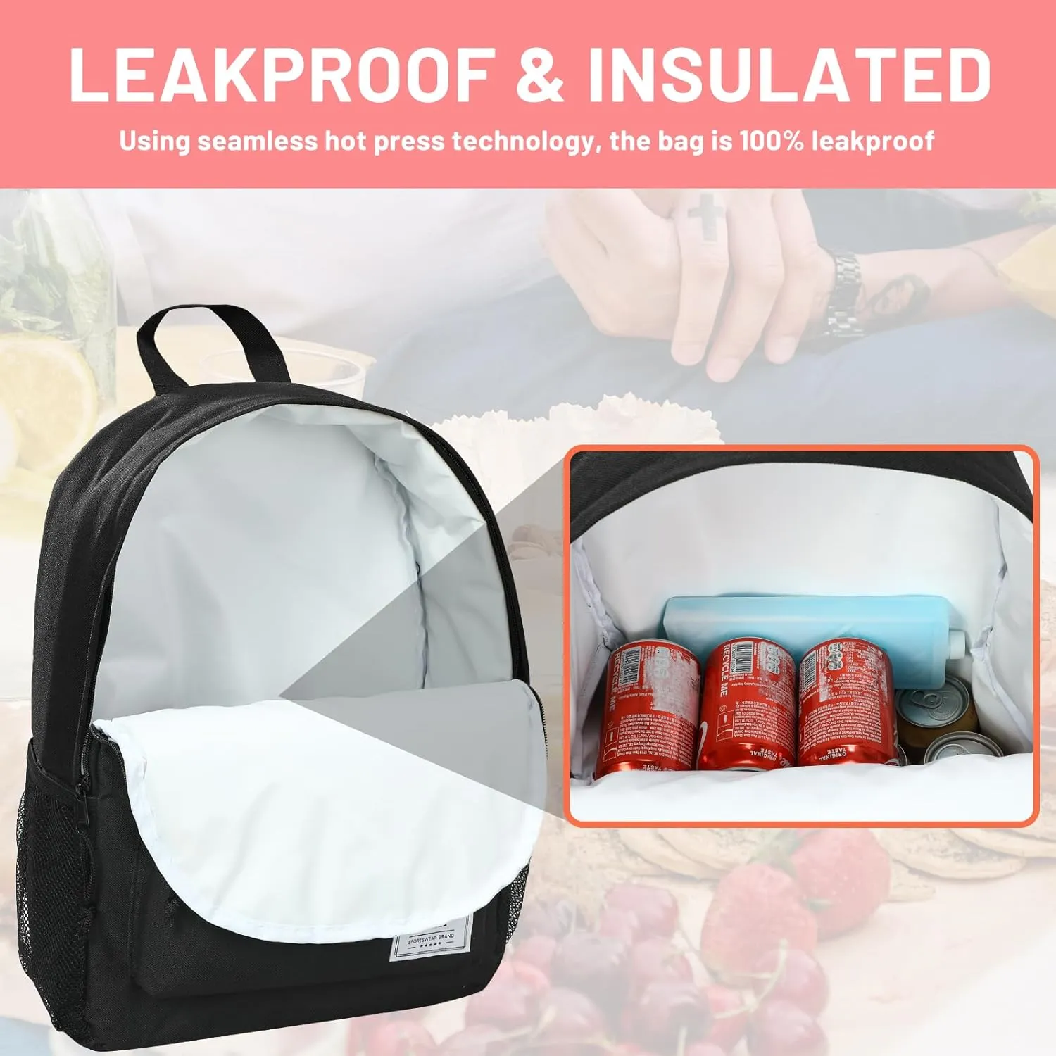 MIER Insulated Backpack Cooler Small Leakproof Lightweight Cute for Women Men to Work, Picnics, Camping, Park Day Trips, 15 L
