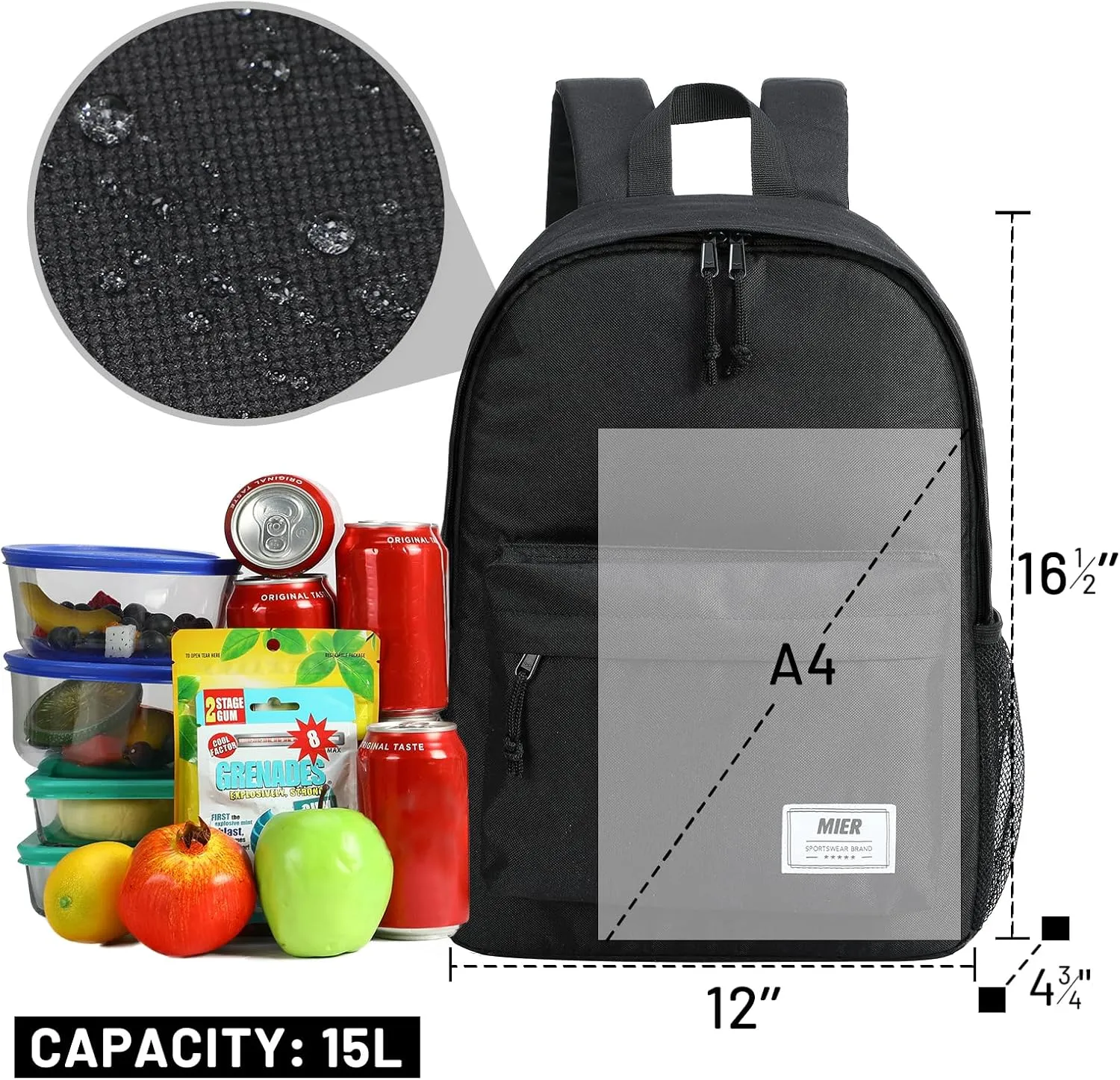 MIER Insulated Backpack Cooler Small Leakproof Lightweight Cute for Women Men to Work, Picnics, Camping, Park Day Trips, 15 L
