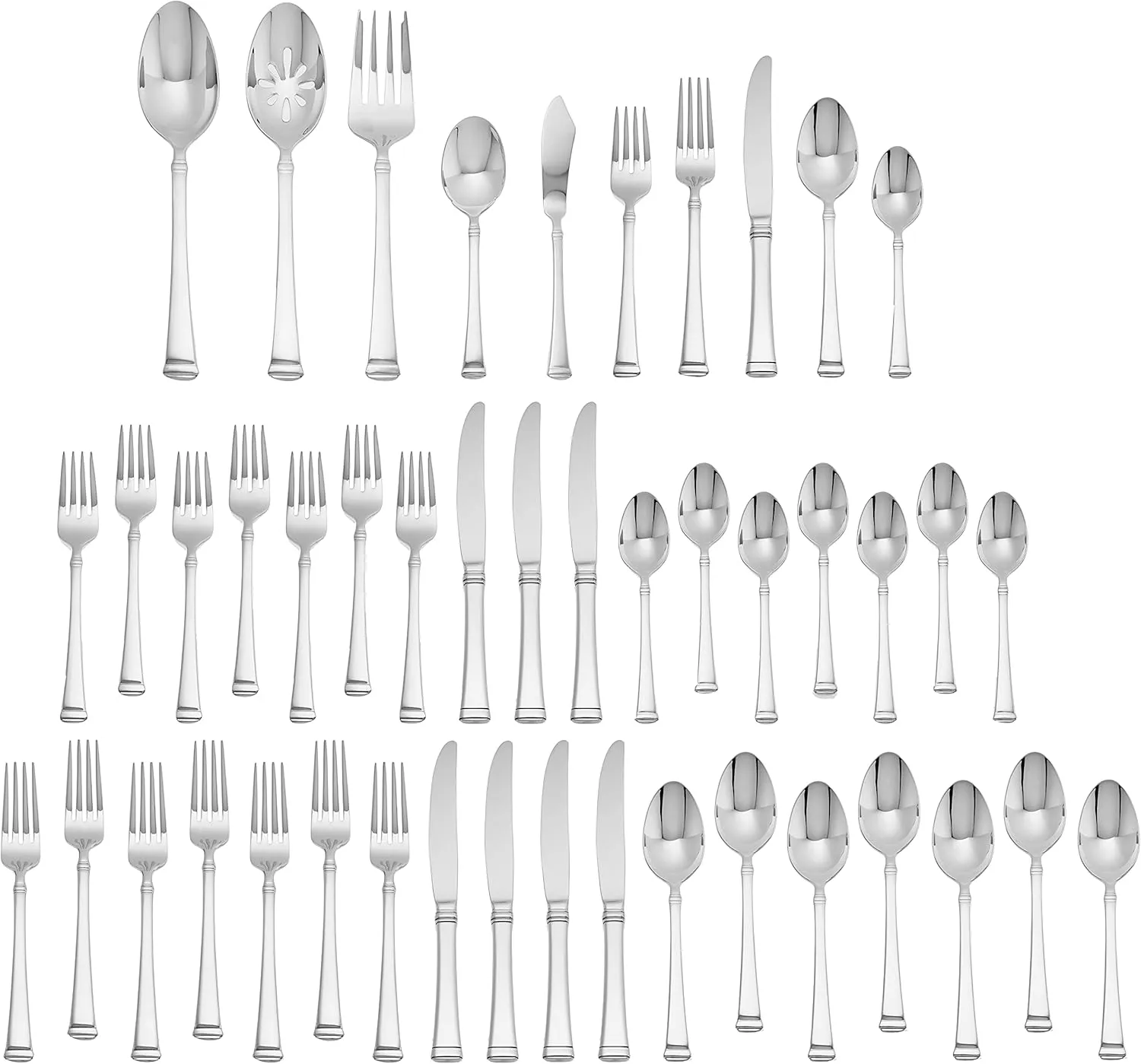 Mikasa Harmony 45-piece silverware set, 18/10 stainless steel cutlery set for 8, includes 5-piece serving utensils set