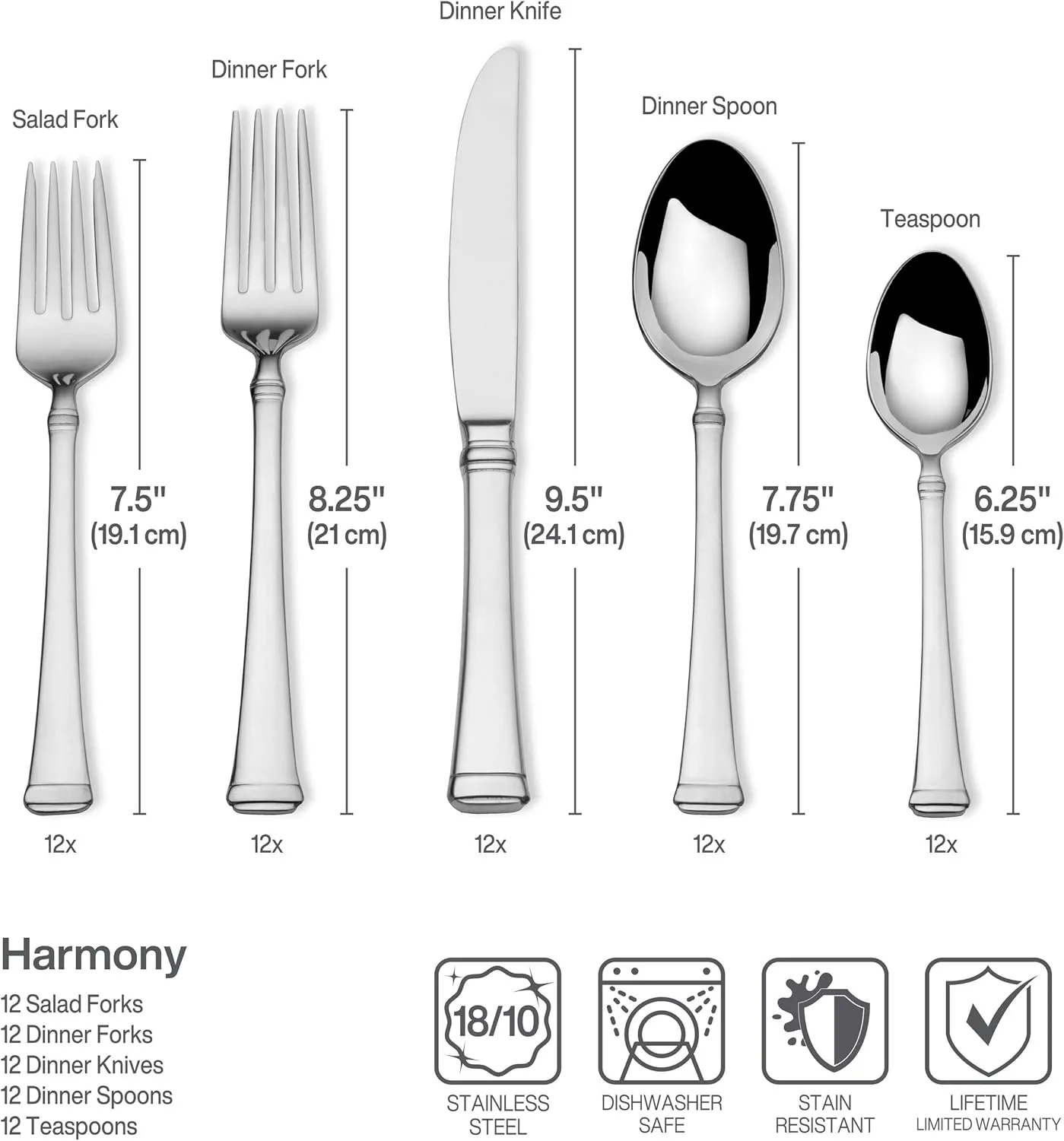 Mikasa, Harmony Flatware Service for 12, 65 Piece Set, 18/10 Stainless Steel, Silverware Set with Serving Utensils