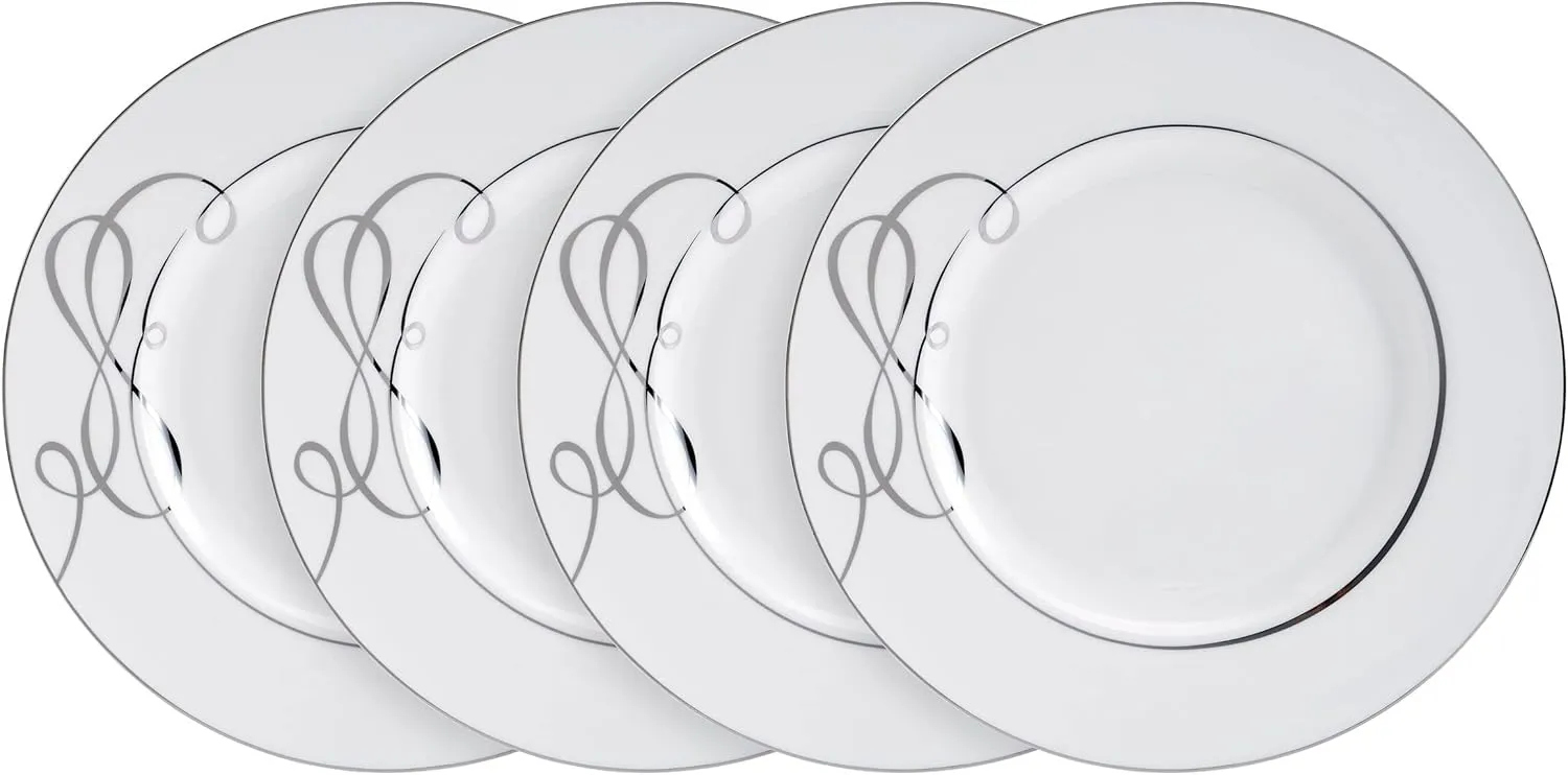 Mikasa Love Story Platinum Banded Dinner Plates, Set of 4