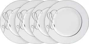 Mikasa Love Story Platinum Banded Dinner Plates, Set of 4