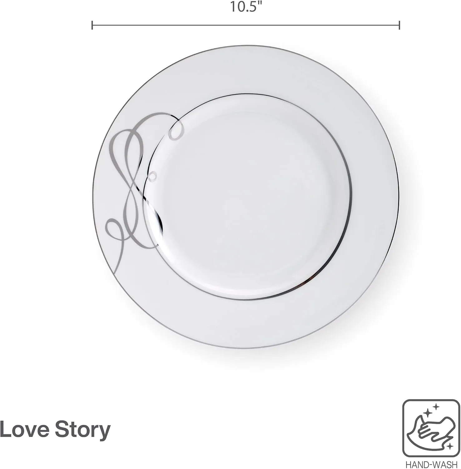 Mikasa Love Story Platinum Banded Dinner Plates, Set of 4