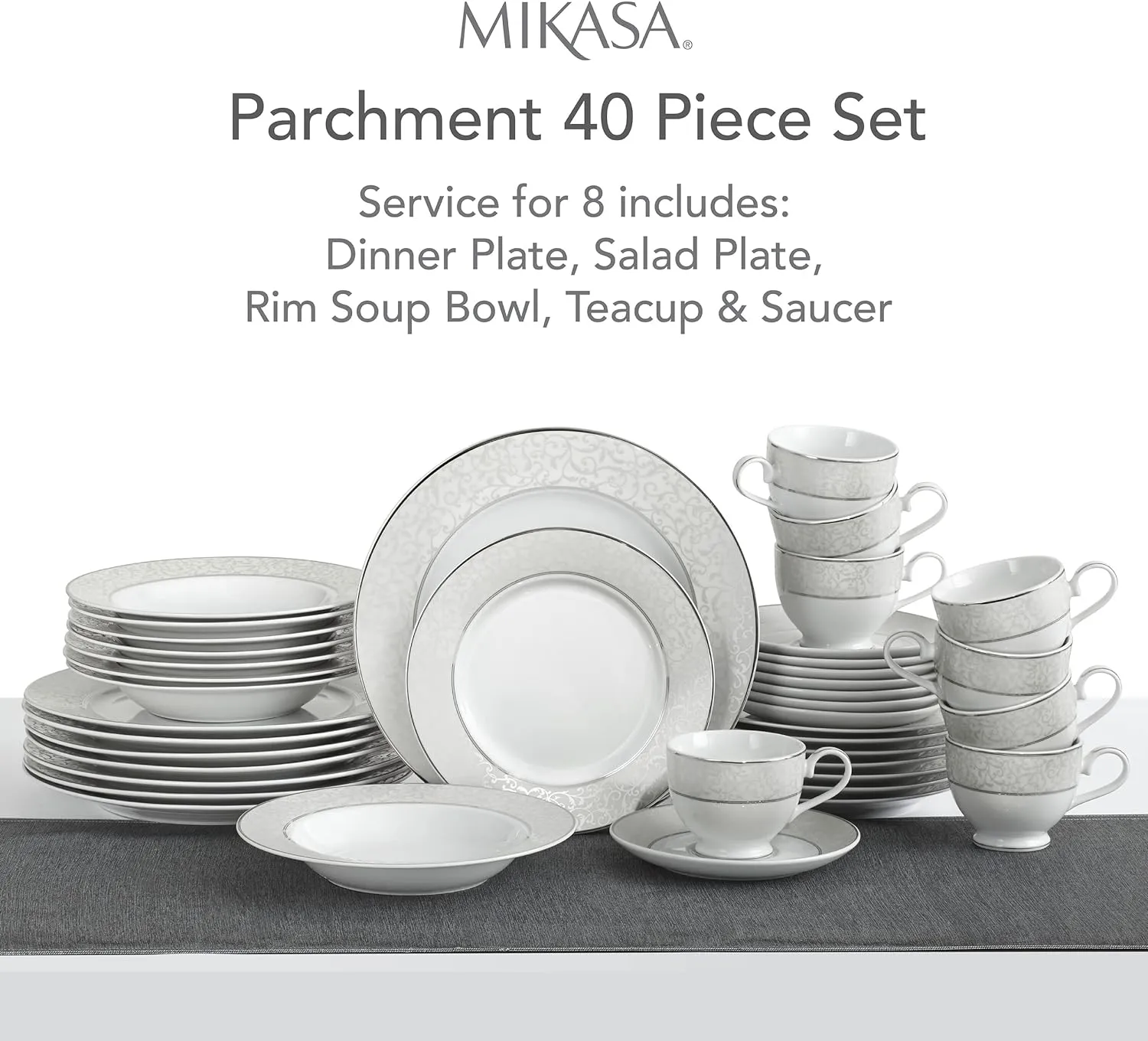 Mikasa Parchment Dinnerware Set, 40 piece set, Service for 8