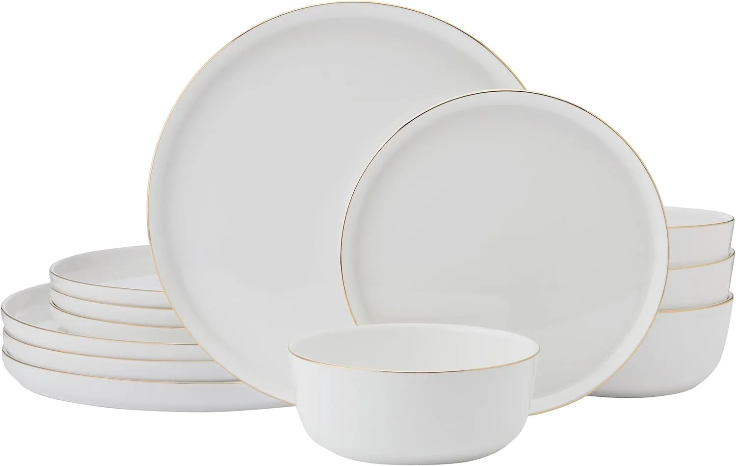 Mikasa Samantha Gold Bone China Chip Resistant 12 Piece Dinnerware Set, Servie for 4