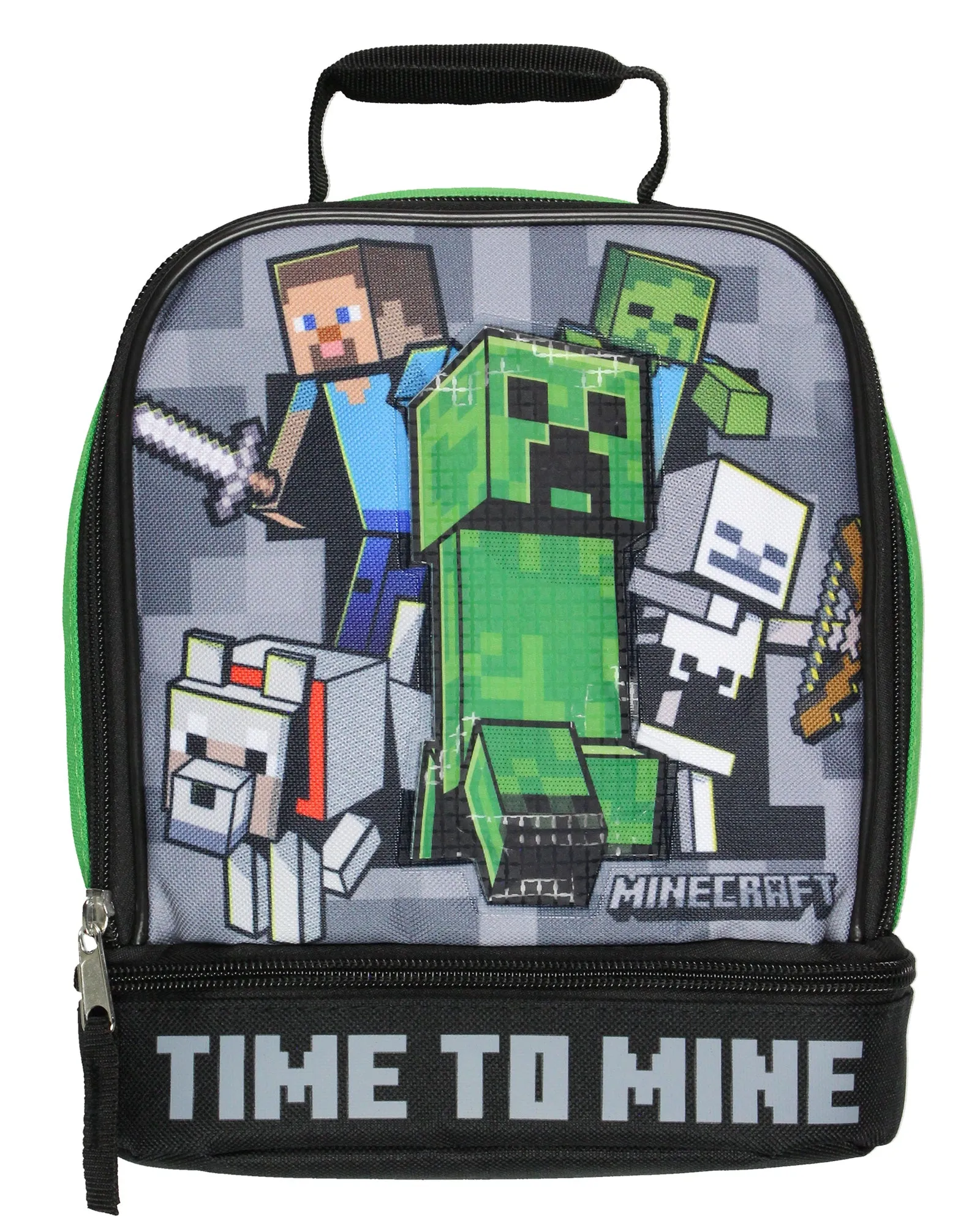 Minecraft Time to Mine Dual Compartment Insulated Lunch Box Tote