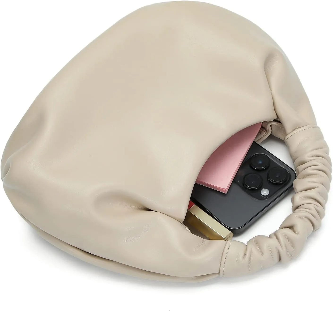 Mini Cloud Hobo Purse for Women Soft Genuine Leather Clutch Bag with Unique Shape for Events or Date Nights
