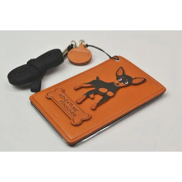 Miniature Pinscher Black&Tan Leather Commuter Pass/Passcard Holders
