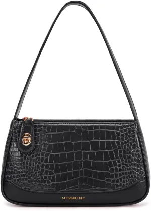 Missnine Shoulder Bag for Women Small Purse Trendy Clutch Hobo Bag Vegan Leather Mini Handbag with Zipper Closure