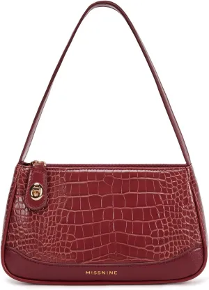 Missnine Shoulder Bag for Women Small Purse Trendy Clutch Hobo Bag Vegan Leather Mini Handbag with Zipper Closure