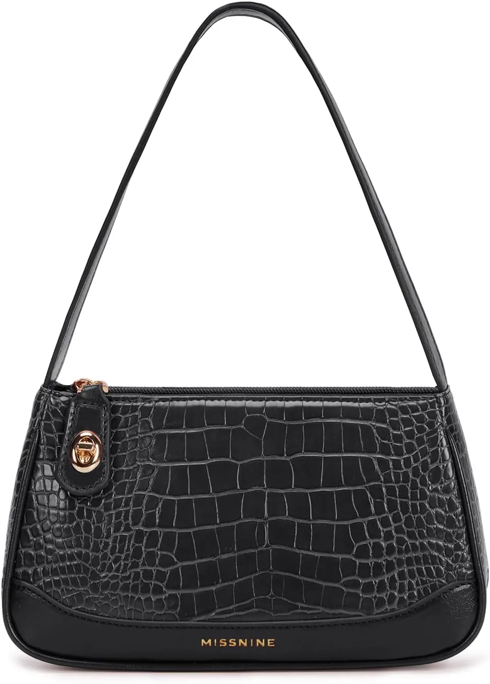 Missnine Shoulder Bag for Women Small Purse Trendy Clutch Hobo Bag Vegan Leather Mini Handbag with Zipper Closure