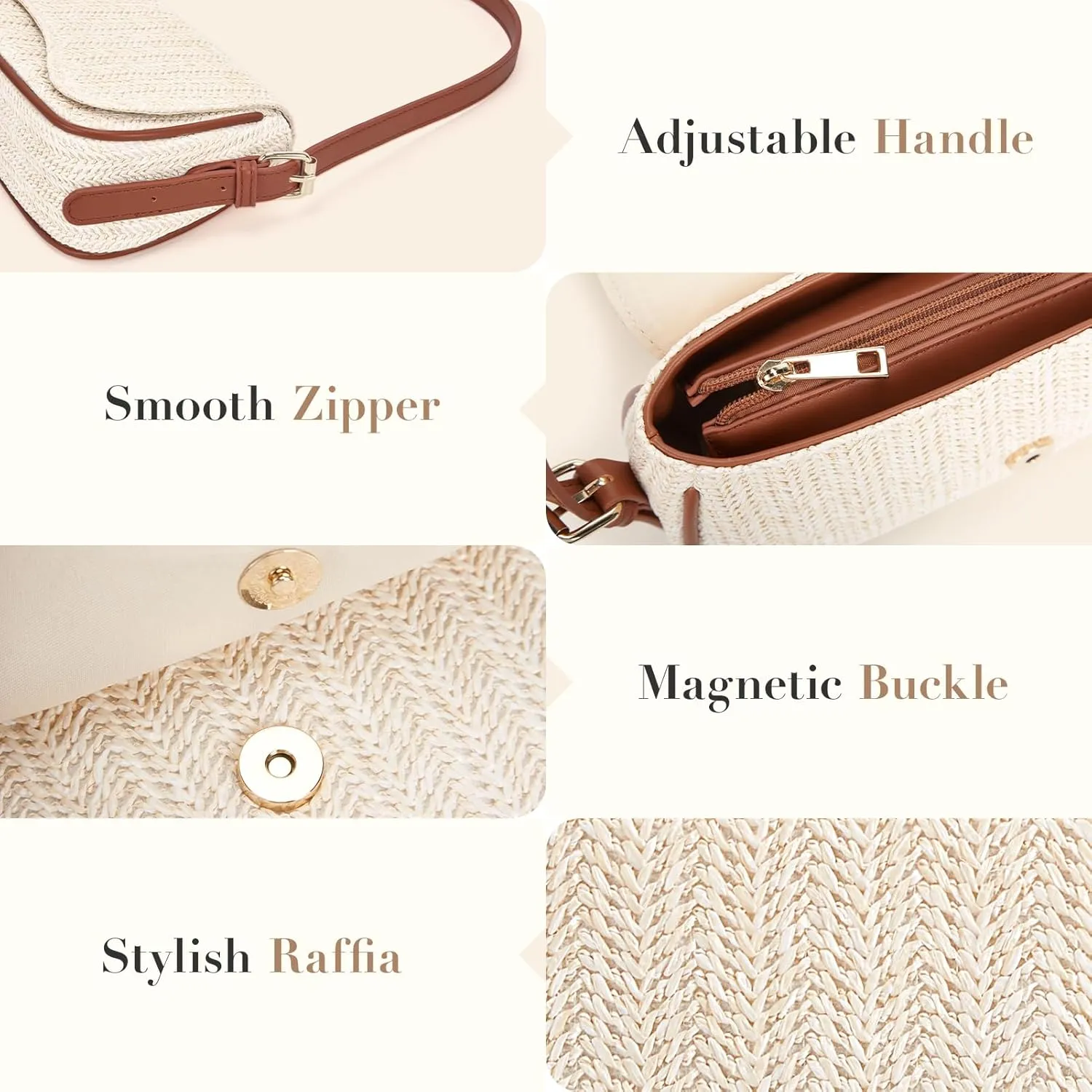 Missnine Shoulder Bag for Women Small Purse Trendy Clutch Hobo Bag Vegan Leather Mini Handbag with Zipper Closure