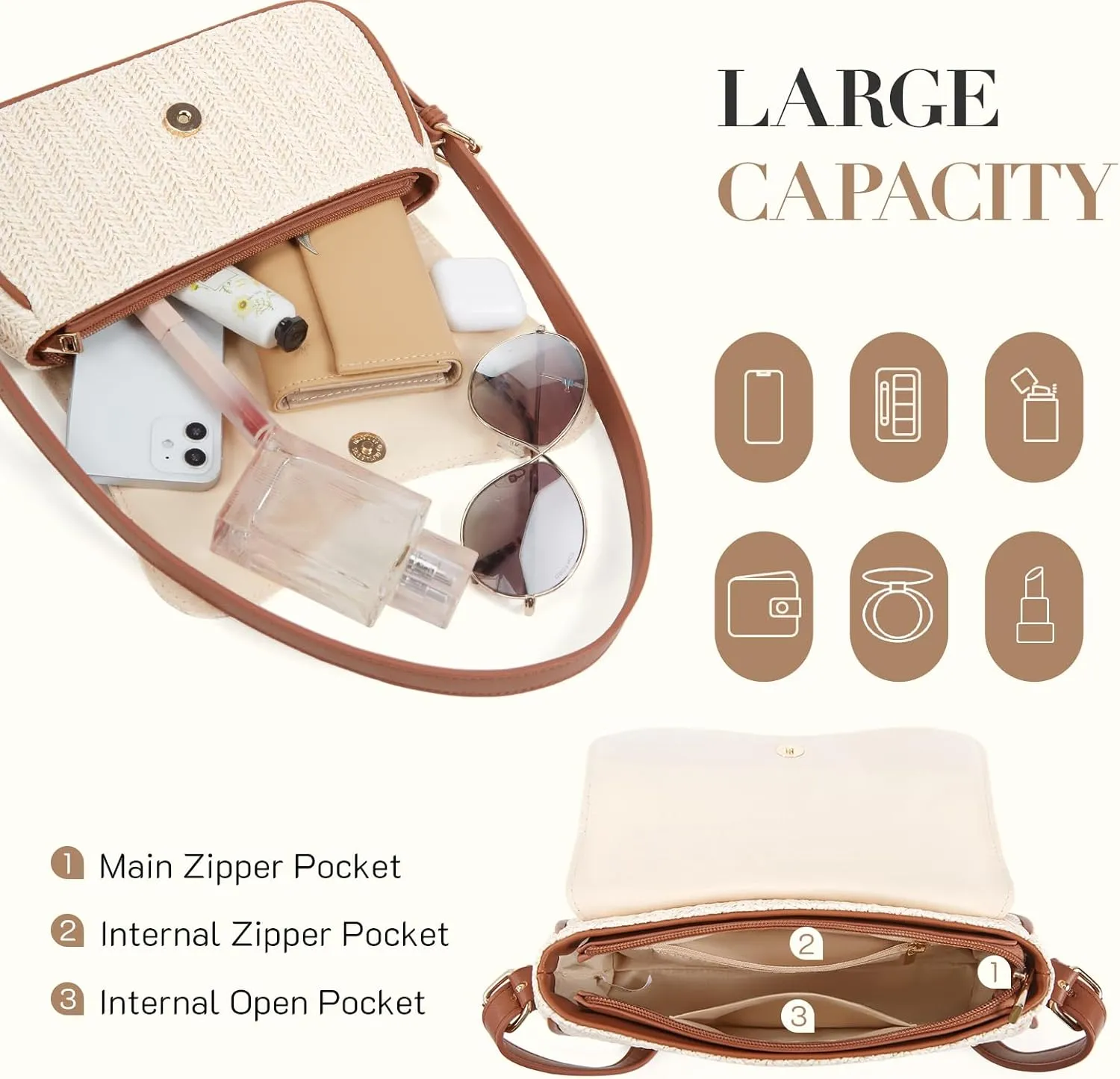 Missnine Shoulder Bag for Women Small Purse Trendy Clutch Hobo Bag Vegan Leather Mini Handbag with Zipper Closure
