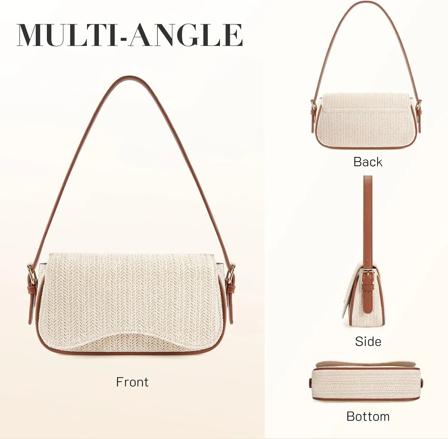 Missnine Shoulder Bag for Women Small Purse Trendy Clutch Hobo Bag Vegan Leather Mini Handbag with Zipper Closure