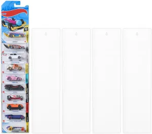 Model Car Display Case Wall Mount - Holds Up to 50 Cars - Compatible with Hot Wheels Matchbox Packaged Cars - Diecast Blister Packed Toy Car Organizer Display Shelf Rack Wall Storage (5-Pack)