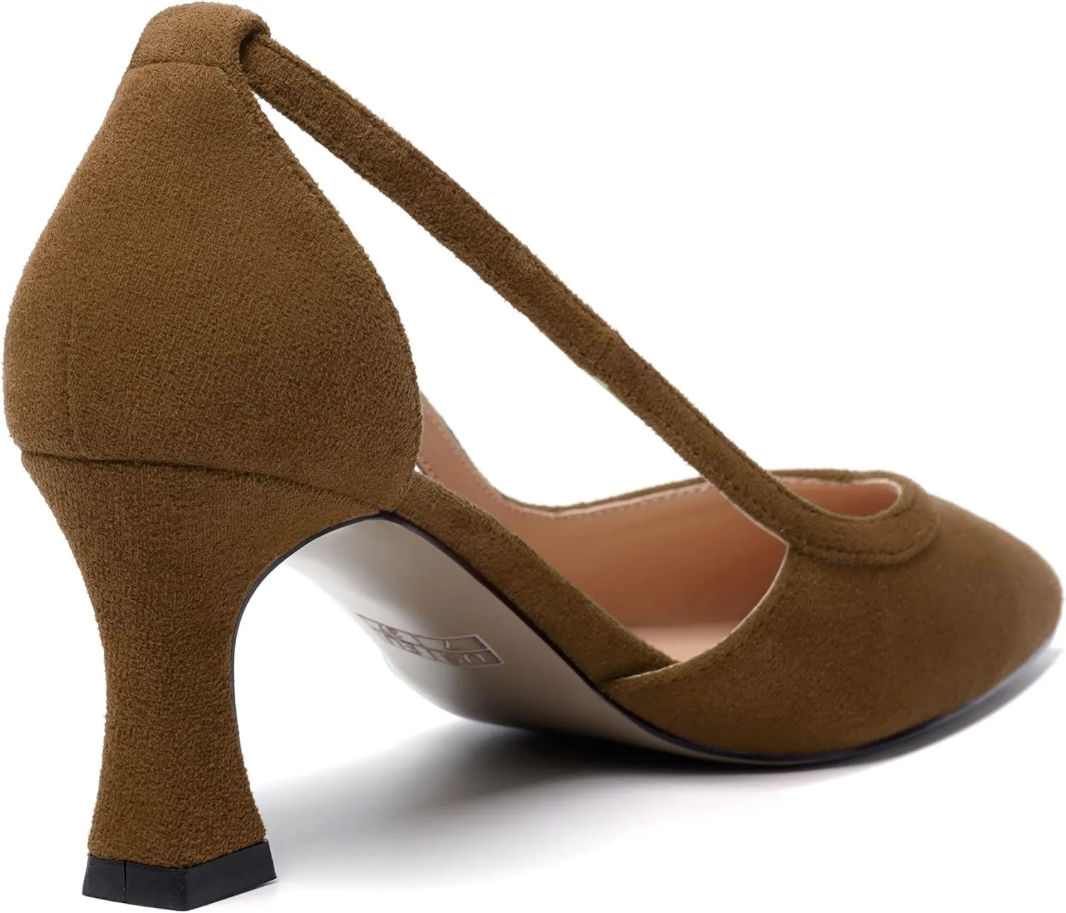 MODENCOCO Womens Casual Pointed Toe Elegant Buckle Wedding Suede Stiletto Mid Heel Pumps Dress Shoes 2.5 Inch