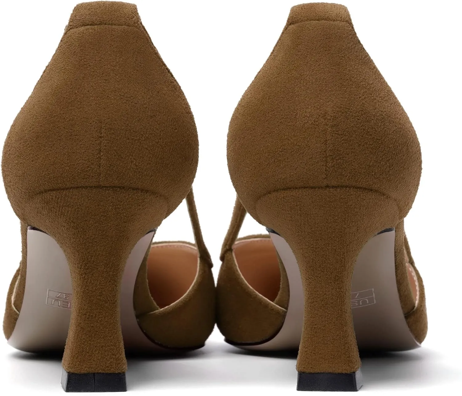 MODENCOCO Womens Casual Pointed Toe Elegant Buckle Wedding Suede Stiletto Mid Heel Pumps Dress Shoes 2.5 Inch