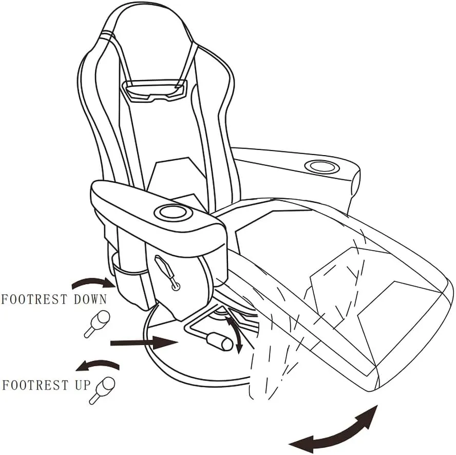 Modern-Depo Gaming Recliner Chair with Speakers, Massage, High Back, Cupholder, Headrest, Lumbar Support, Ergonomic Video Computer Chair with Adjustable Backrest and Footrest, Black Blue