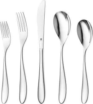 Modern Marettimo Silverware Set - 18/10 Stainless Steel Flatware Set for Elegant Dining - Dishwasher Safe Cutlery Set (20-Piece)
