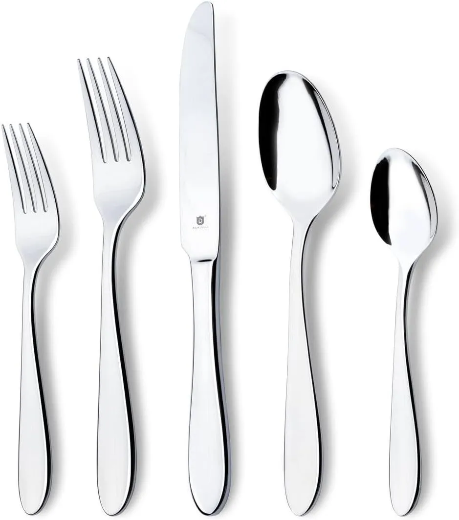 Modern Razzoli Silverware Set - 18/10 Stainless Steel Flatware Set for Elegant Dining - Dishwasher Safe Cutlery Set (60-Piece)