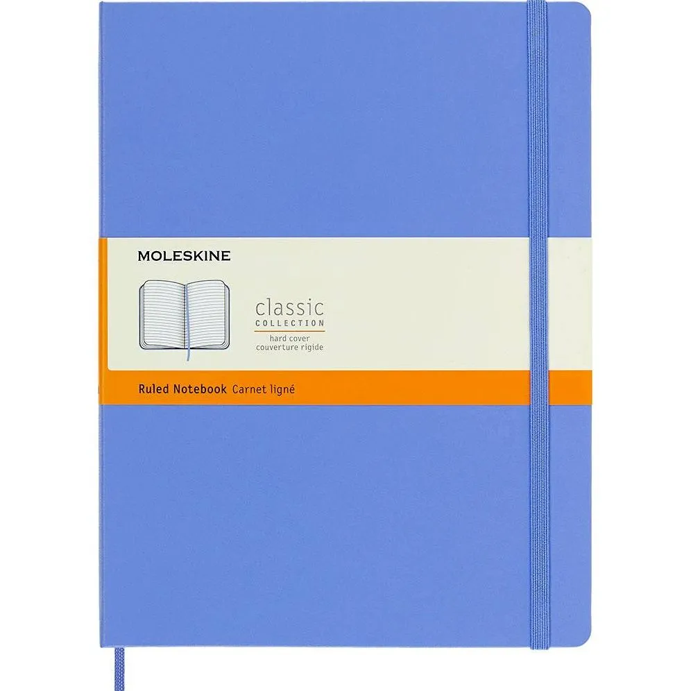 Moleskine Classic Notebook, Extra Large, Ruled, Hydrangea Blue, Hard Cover (7.5 X 9.75)