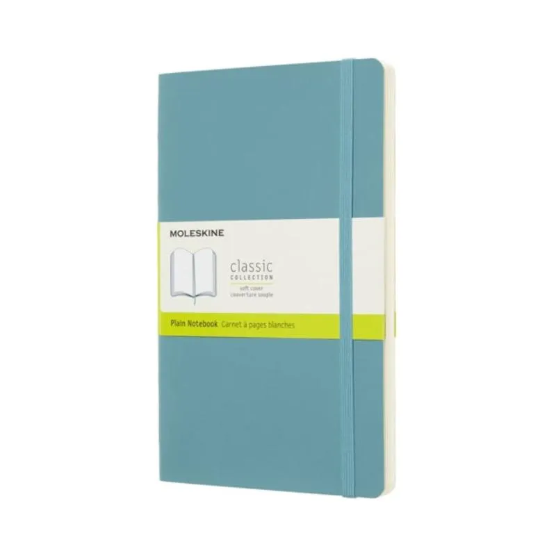 Moleskine Classic Notebook, Large, Plain, Blue Reef, Soft Cover