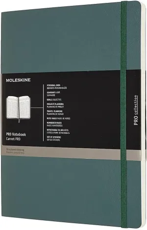 Moleskine PRO Notebook, Soft Cover, XL (7.5" x 9.5") Professional Project Planning, Forest Green, 192 Pages