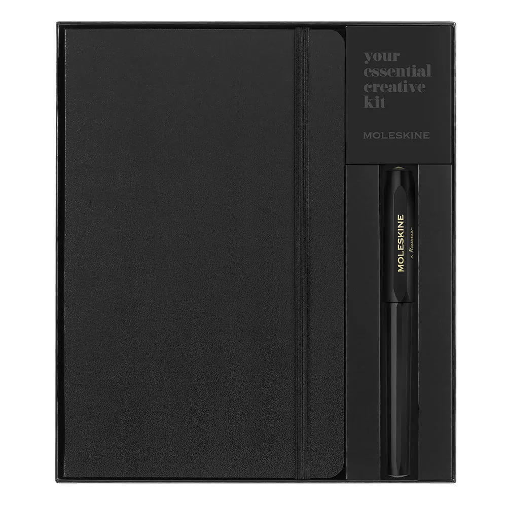 Moleskine x Kaweco Rollerball plus, 13cm x 21cm Ruled Notebook Set, Black