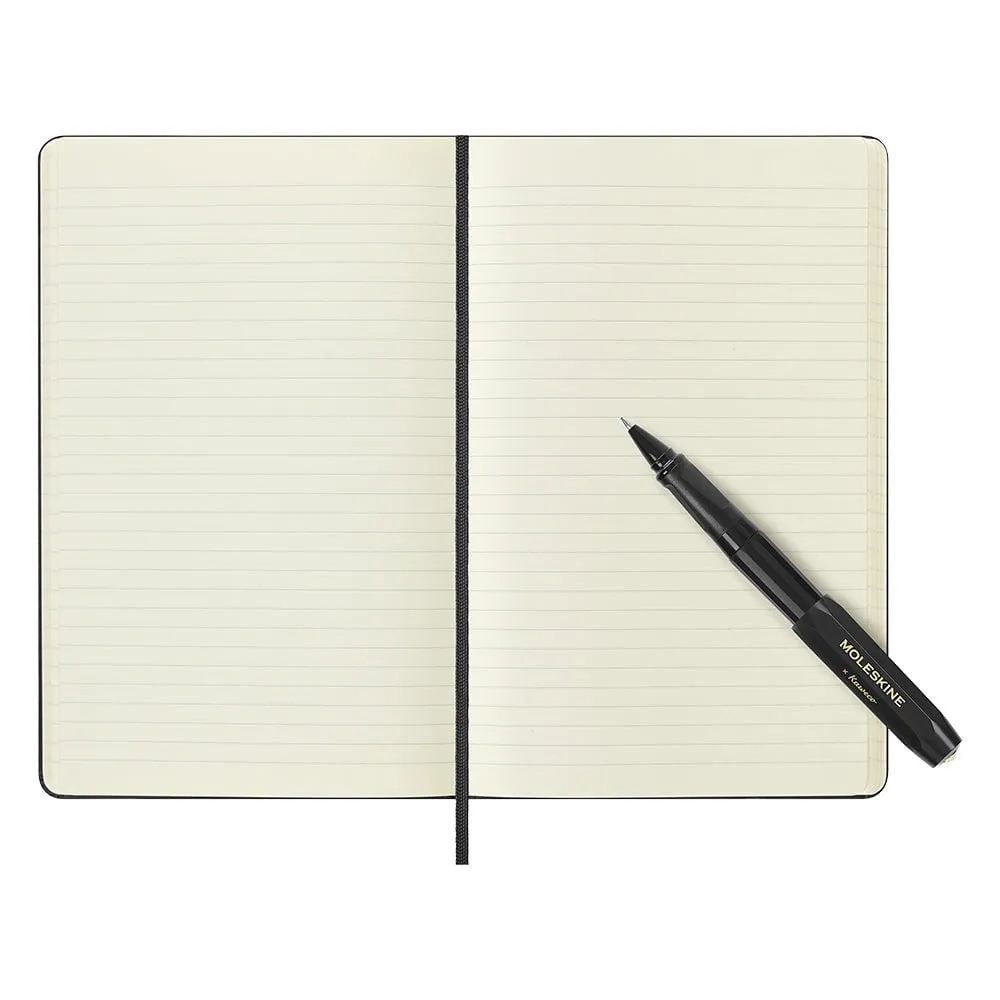 Moleskine x Kaweco Rollerball plus, 13cm x 21cm Ruled Notebook Set, Black