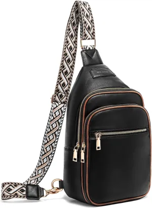 molshine Sling Crossbody Bag, Fashion Chest, Casual PU Leather Shoulder Bag for Men Women Work Travel Hiking Sport Cycling