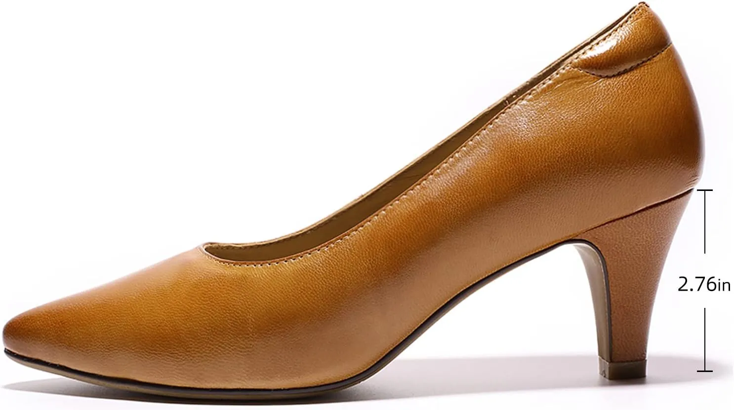 Mona flying Women's Leather Comfort Closed Pointed Toe Pumps Womens High Heels Work Office Dress Shoes for Ladies