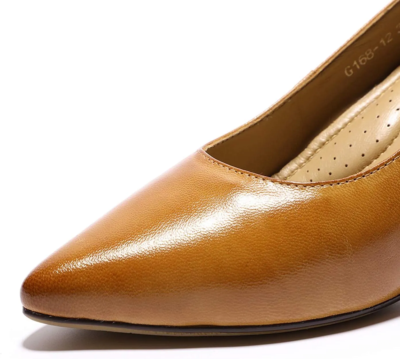 Mona flying Women's Leather Comfort Closed Pointed Toe Pumps Womens High Heels Work Office Dress Shoes for Ladies