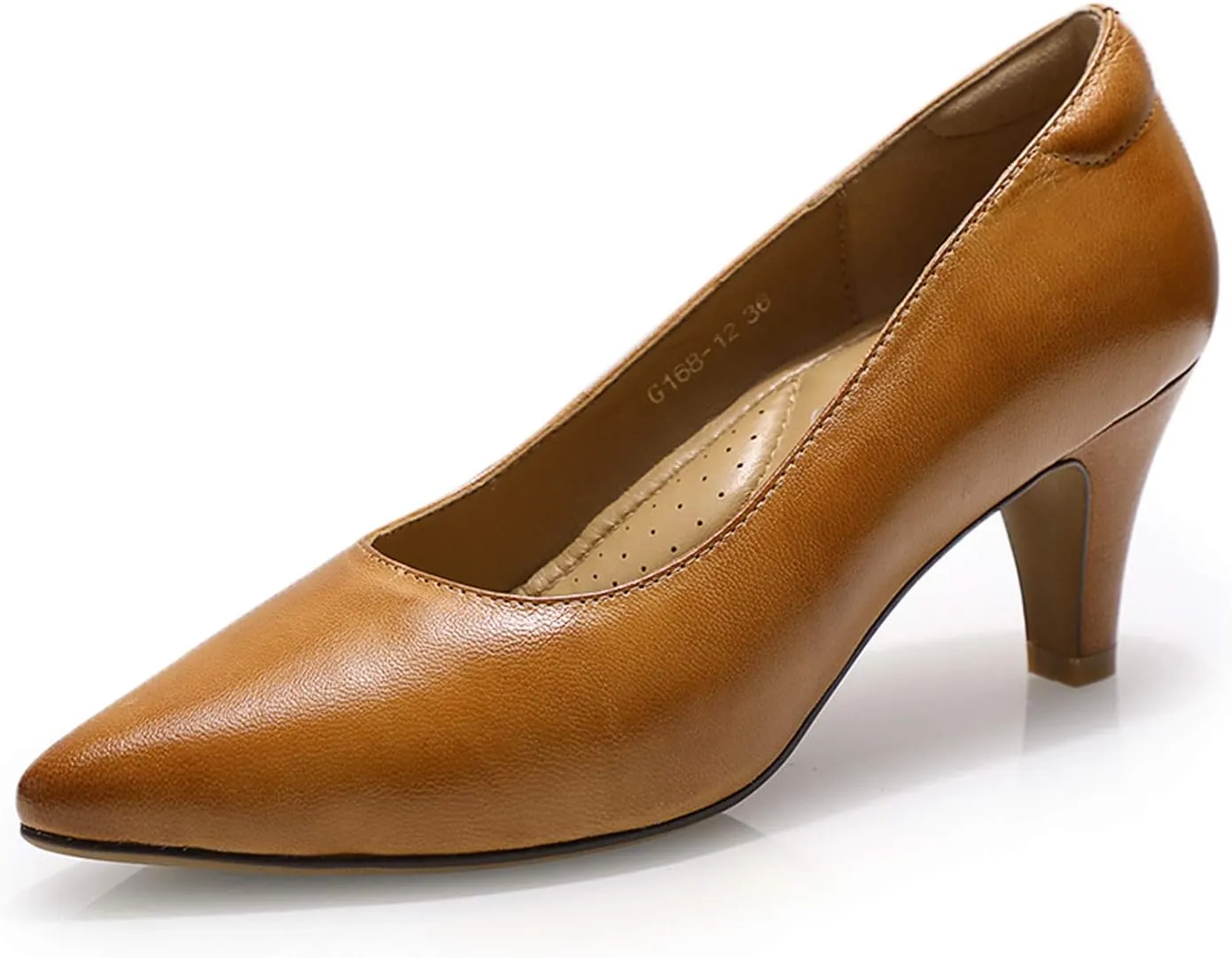 Mona flying Women's Leather Comfort Closed Pointed Toe Pumps Womens High Heels Work Office Dress Shoes for Ladies