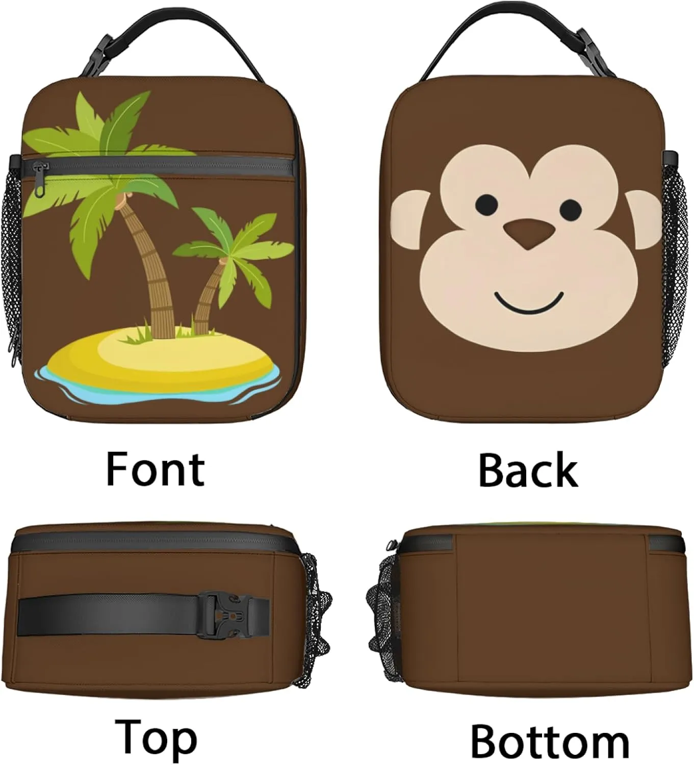 Monkey Lunch Box for All Seasons Reusable Insulated Lunch Bag 10 Inch