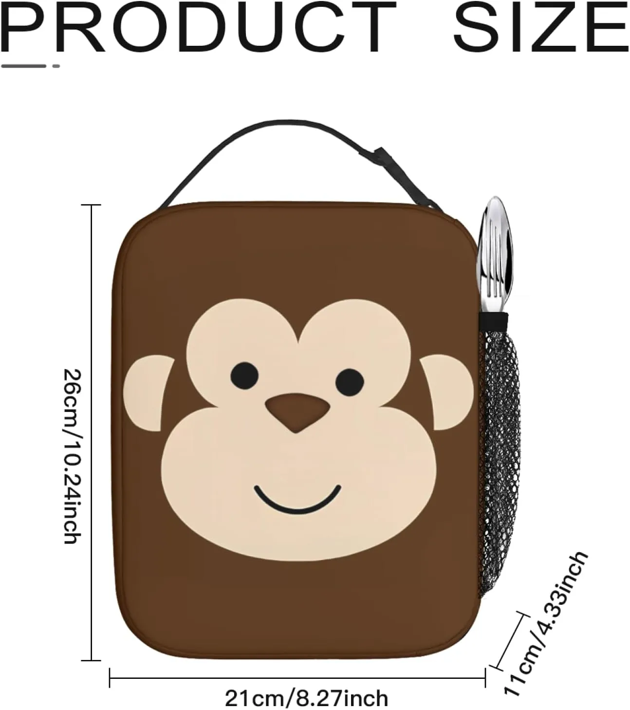 Monkey Lunch Box for All Seasons Reusable Insulated Lunch Bag 10 Inch