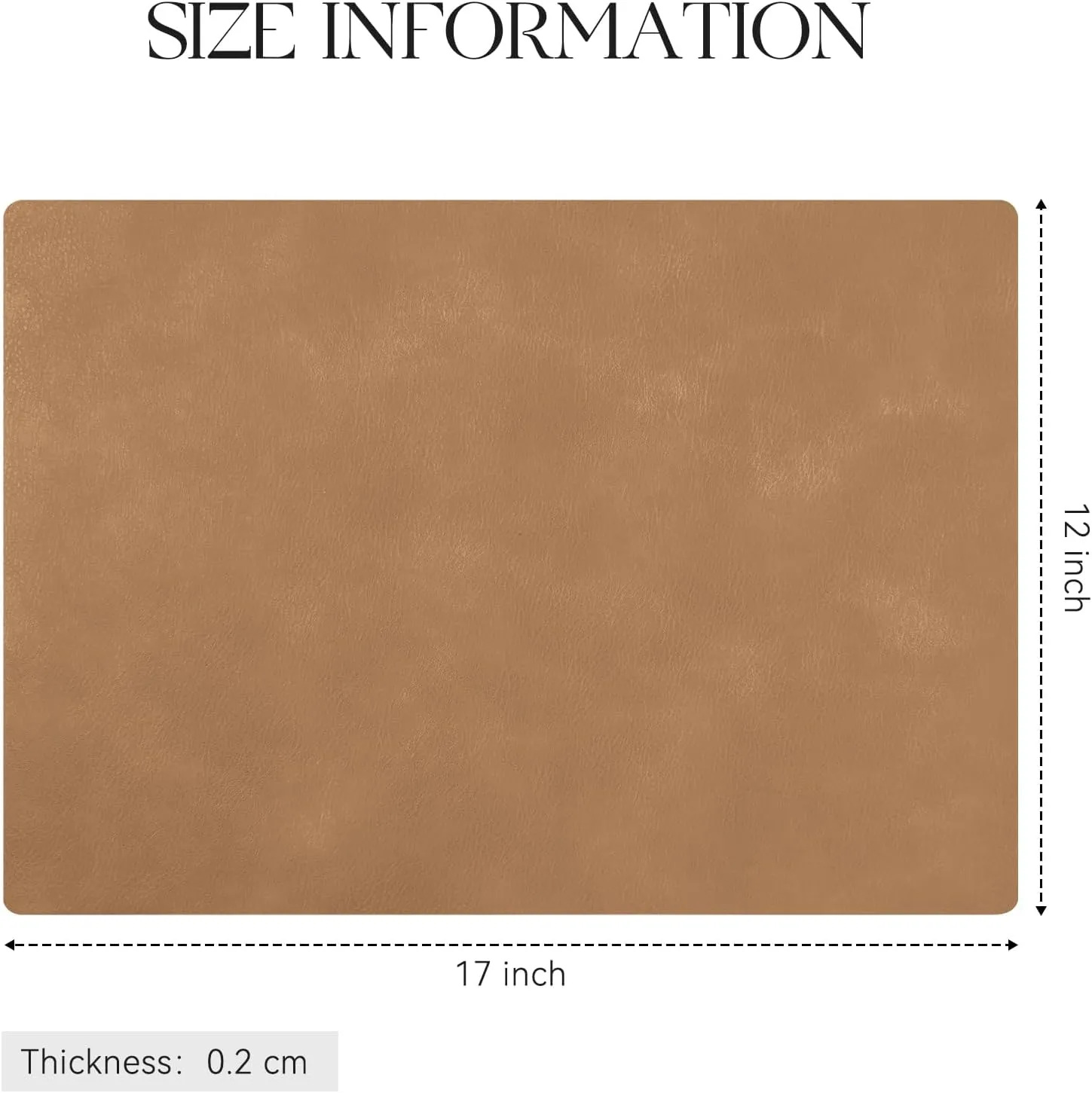 MOSAYT Vinyl Placemats Set of 6-12 X 17 Inch - Faux Leather 100% Waterproof Oil-Proof Wipeable PU Place Mats, Heat Resistant Reversible Table Mats for Kitchen, Dining, Outdoor (Camel)