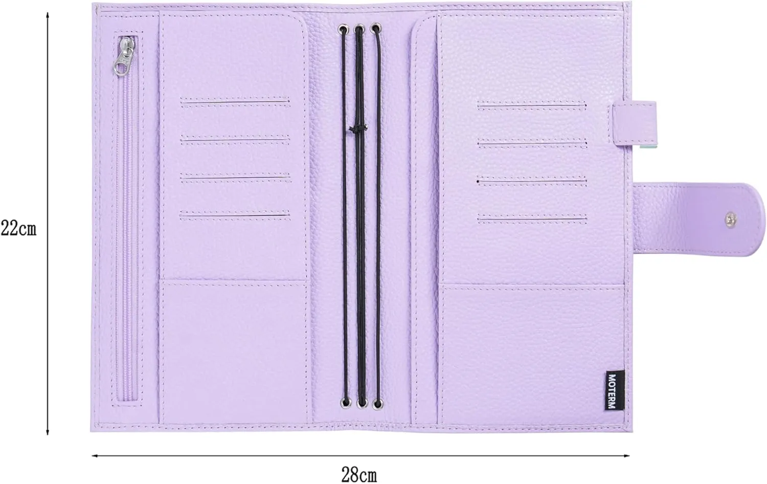 Moterm Companion Traveler's Notebook Cover - Upgraded Design with Back Pocket (Standard Size, Pebbled-Lavender)