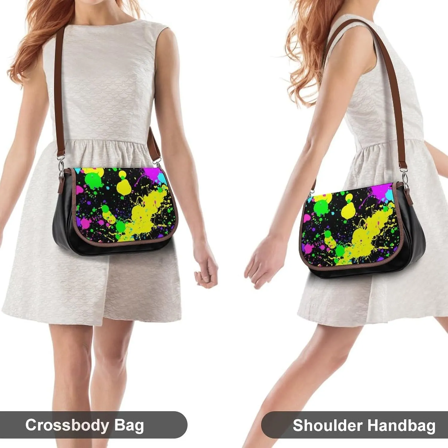 Mother Pearl Tiles Leather Shoulder Bag with Detachable Shoulder Strap Versatile for Daily Use