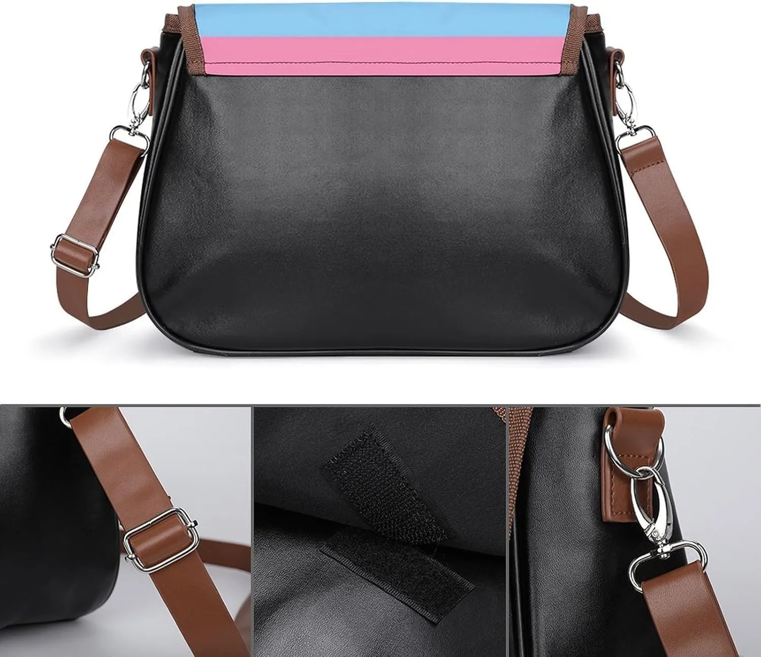 Mother Pearl Tiles Leather Shoulder Bag with Detachable Shoulder Strap Versatile for Daily Use